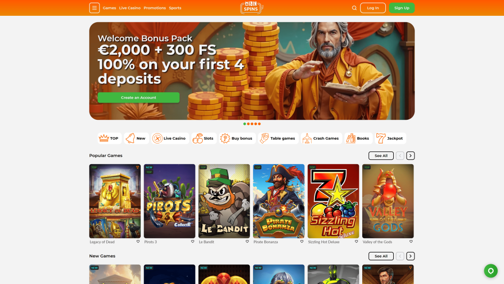 Allspins Casino Screenshot