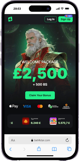 Bet4star casino mobile screenshot