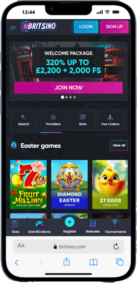 Britsino Casino mobile screenshot