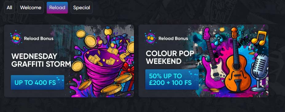 Britsino Casino reload bonus screenshot
