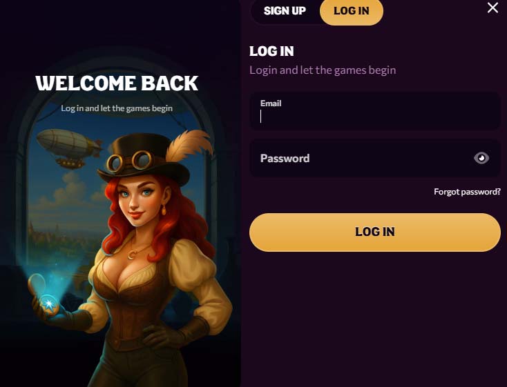 Chanze Casino login screenshot