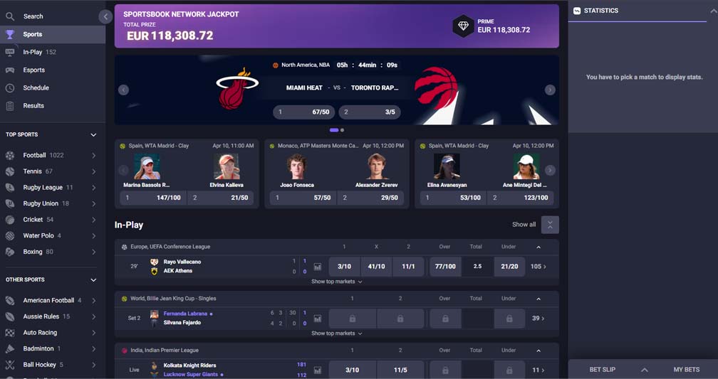 Chanze Casino sportsbook screenshot