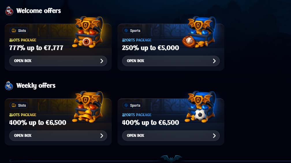 Dracula Casino bonuses screenshot