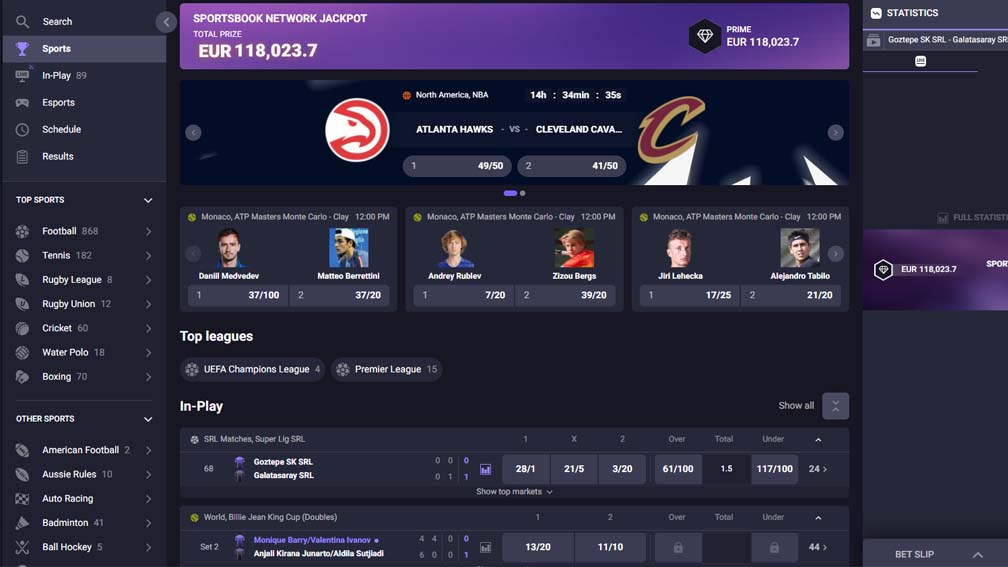 Dracula Casino sports betting screenshot
