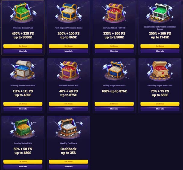 Emperia casino bonuses screenshot