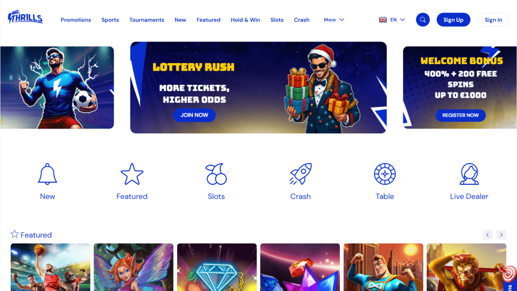 Mr Thrills Casino screenshot
