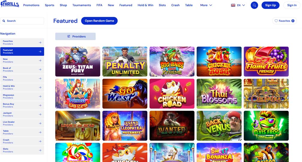 MrThrills casino games screenshot