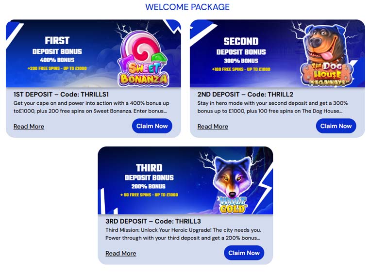 MrThrills casino welcome bonus screenshot
