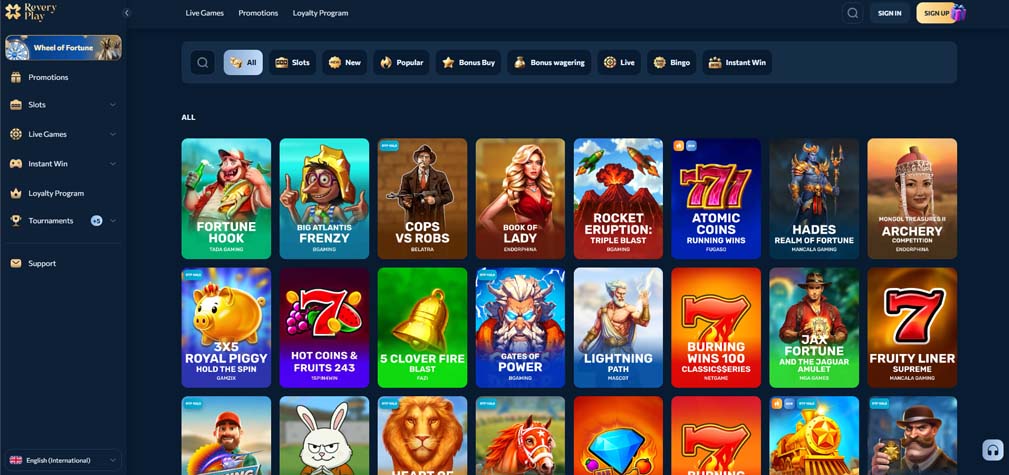 ReveryPlay Casino games screenshot
