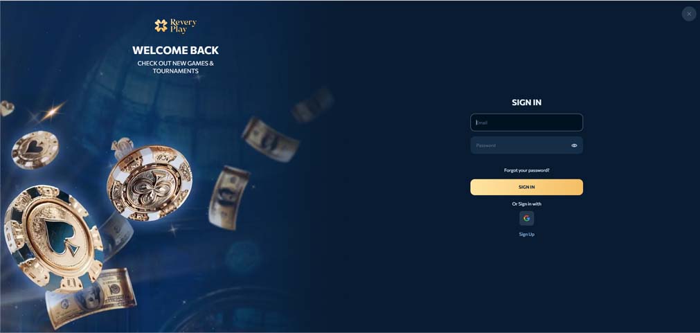 ReveryPlay Casino sign in screenshot