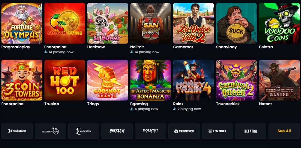 Snatch Casino games screenshot