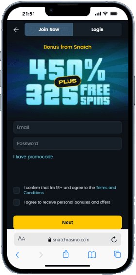 Snatch Casino mobile screenshot