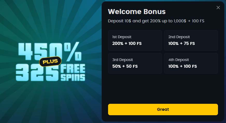 Snatch Casino welcome bonus screenshot