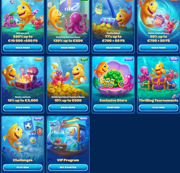 Spinfin casino bonuses screenshot