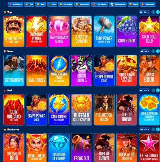 Spinfin casino games screenshot