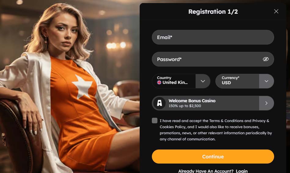 Vegasnova Casino-signup screenshot