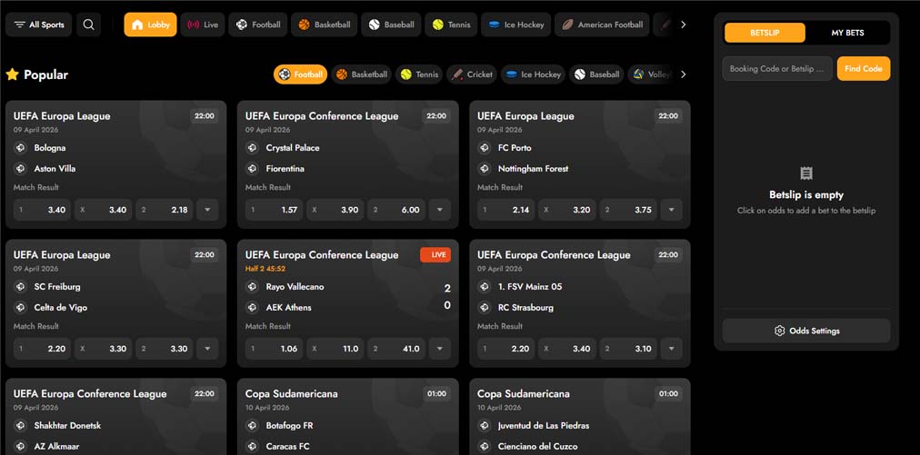 Vegasnova Casino sportsbook screenshot