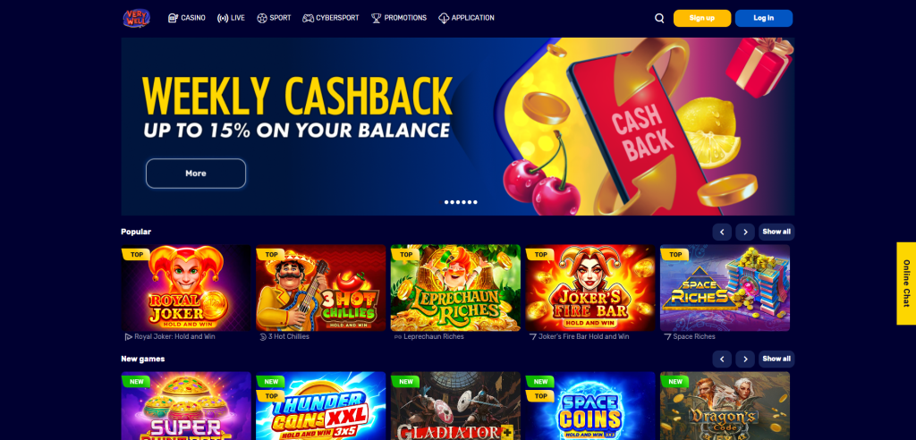 Very Well Casino screenshot