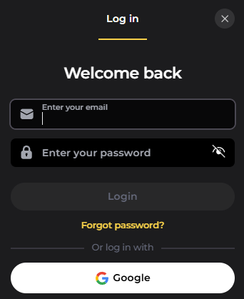 Vipzino Casino login screenshot