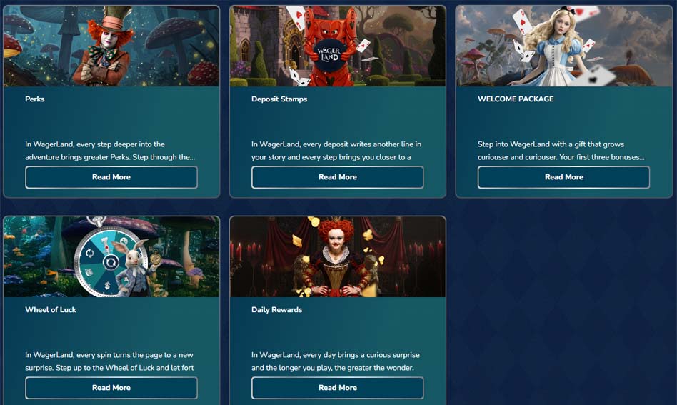 Wagerland Casino bonuses screenshot