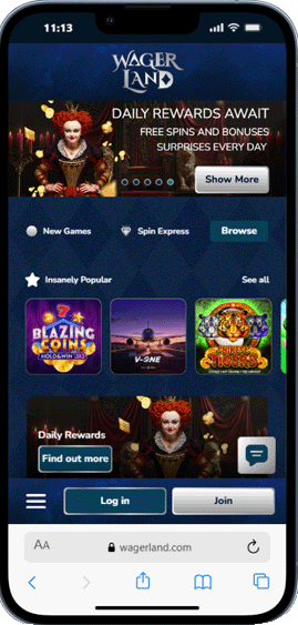 WagerLand Casino mobile screenshot