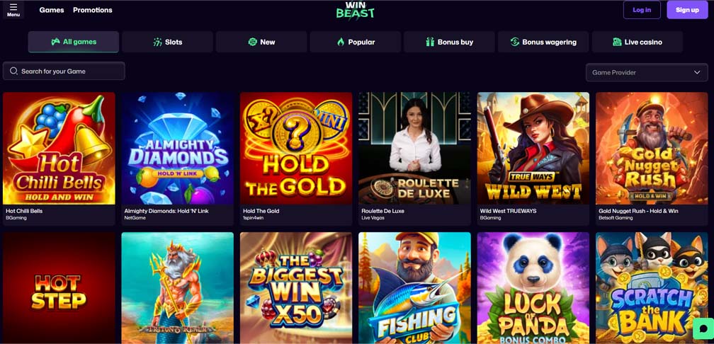Winbeast Casino games screenshot