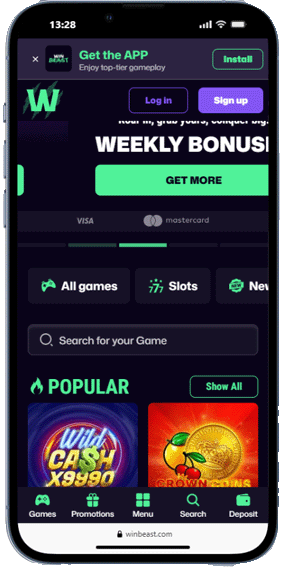 WinBeast Casino mobile screenshot