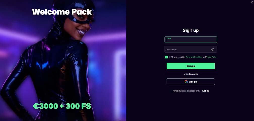 WinBeast Casino signup screenshot