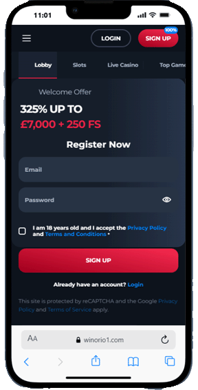 Winorio Casino mobile screenshot