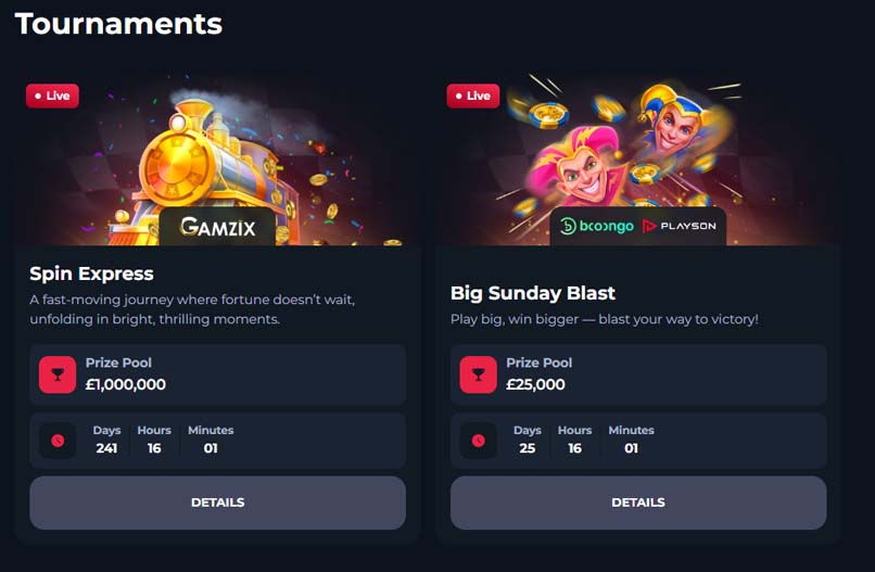 Winorio Casino tournaments screenshot