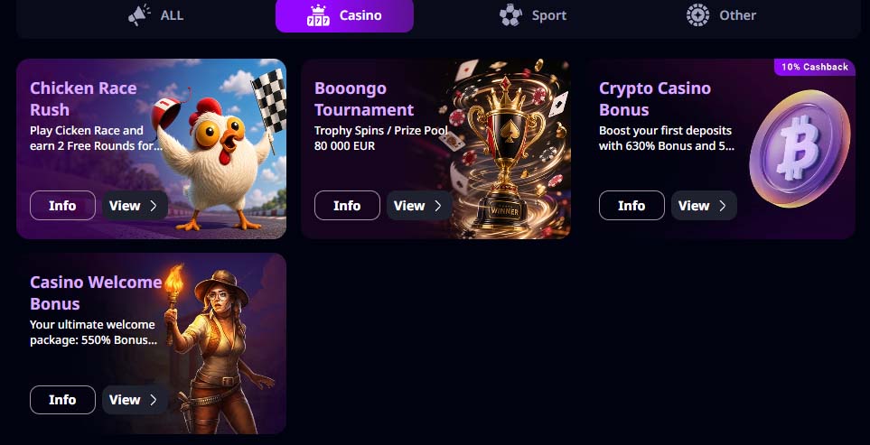 Zizobet casino bonuses screenshot