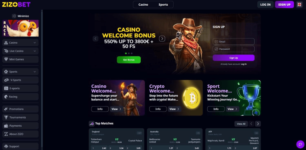 Zizobet Casino screenshot