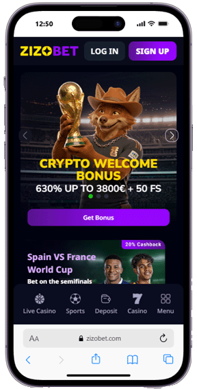 Zizobet casino mobile screenshot